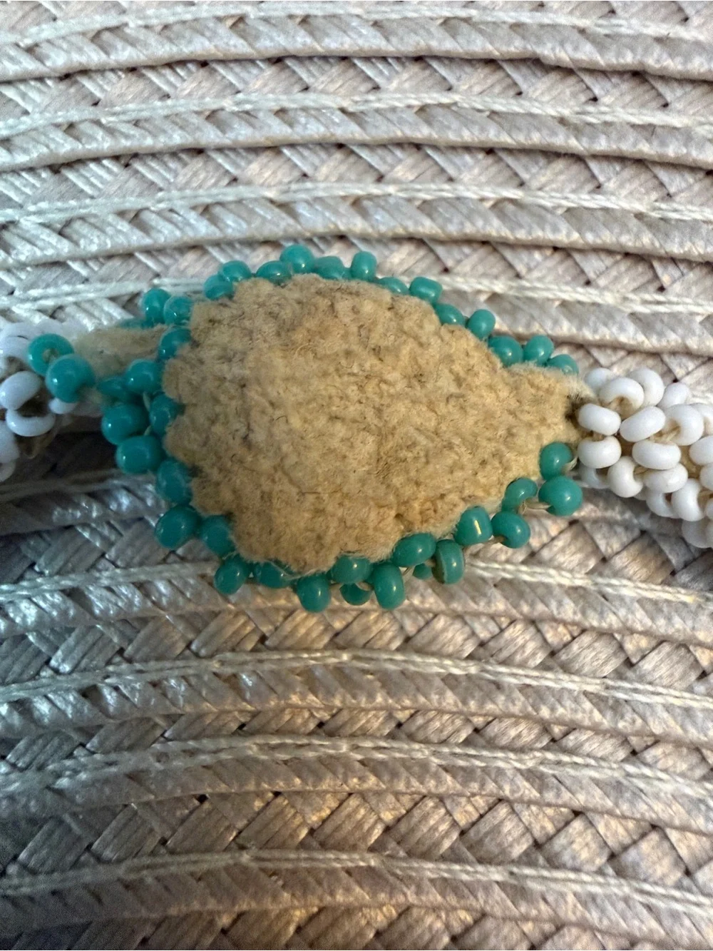 Turquoise and White Beaded Medallion Necklace Set
